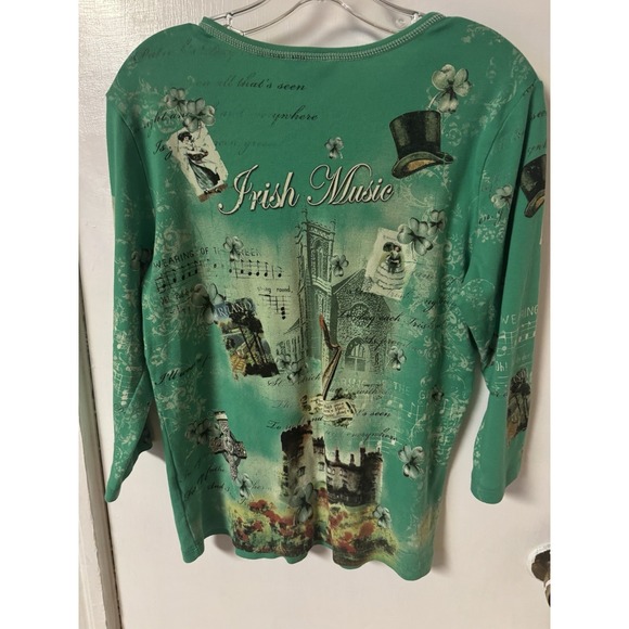 Christopher & Banks Women's Size L Irish Theme Cotton 3/4 Sleeve Cotton Shirt - Picture 10 of 15